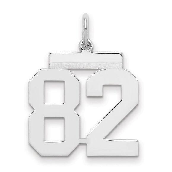 Sterling Silver Athletic Collection Medium Polished Number 82 Pendant